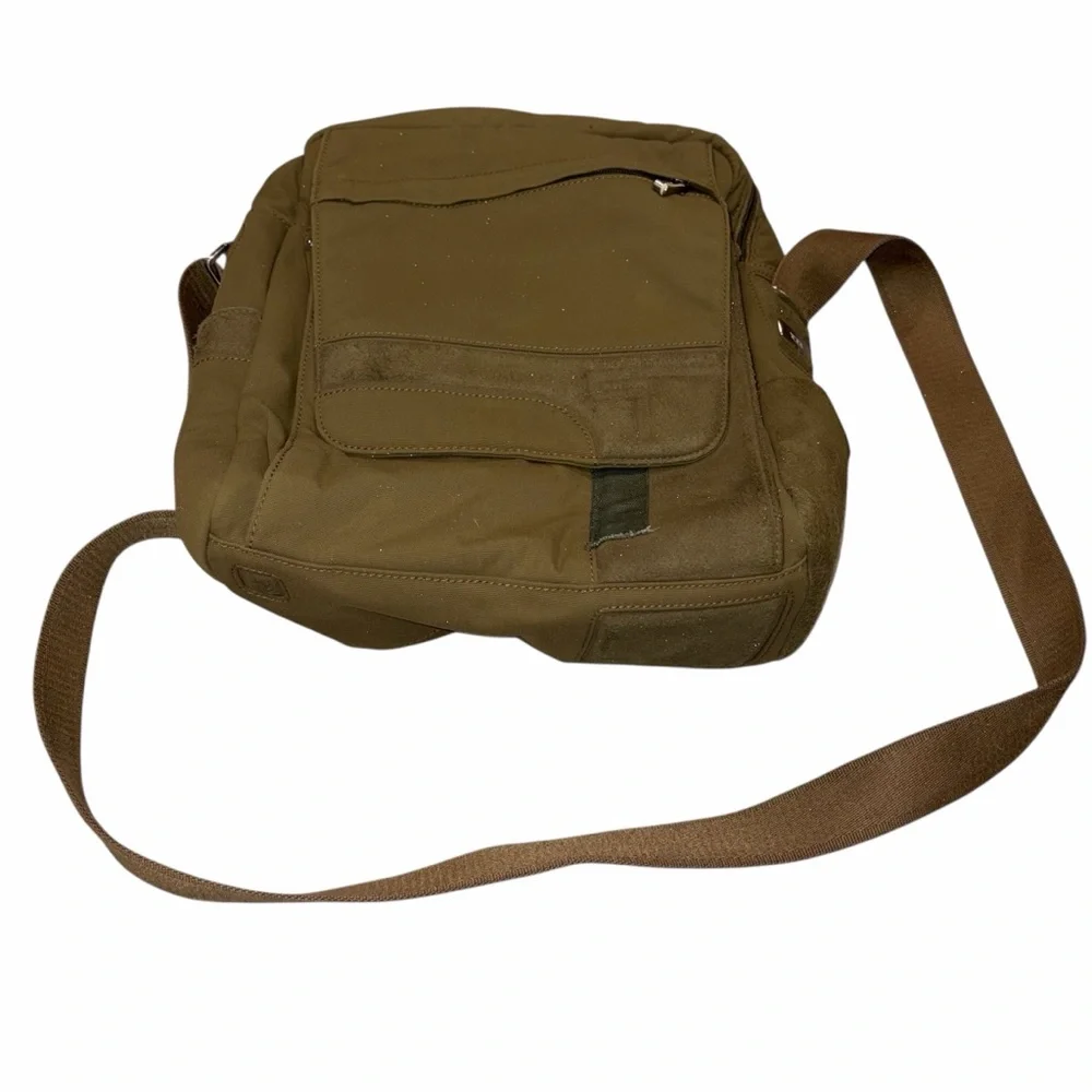Tumi Khaki Nylon Sando Messenger Travel Bag